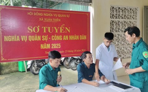  Hội đồng nghĩa vụ quân sự xã Xuân Thiên, tổ chức khám sơ tuyển NVQS năm 2025