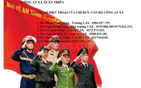 DANH BẠ ĐIỆN THOẠI CỦA CHỈ HUY, CB CÔNG AN XÃ XUÂN THIÊN